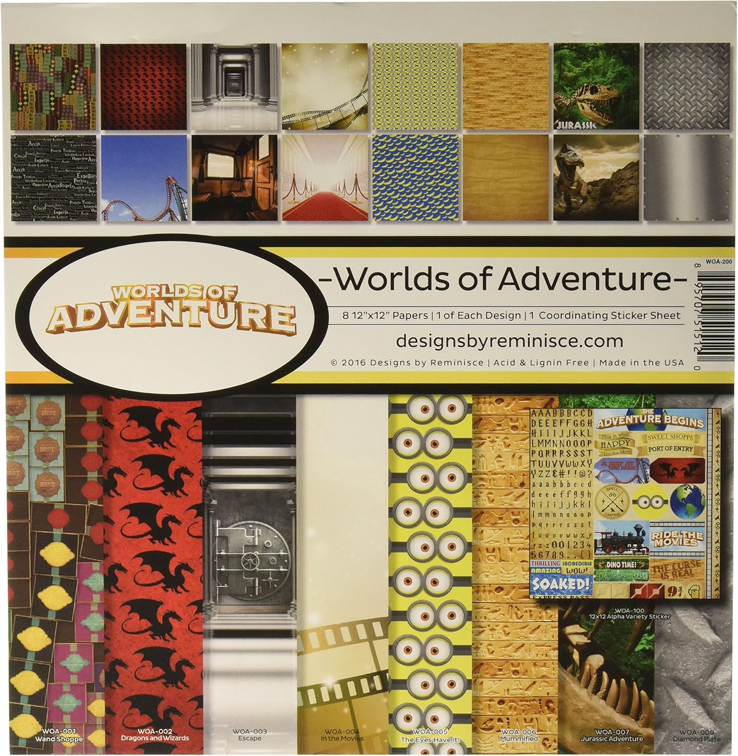 Reminisce Worlds of Adventure Collection Kit, Multicolor, 12″ by 12″